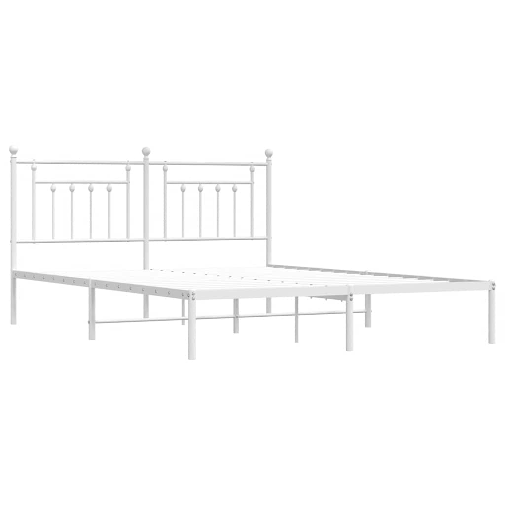Bed Frame | White | Powder-Coated Steel | Double | Bed Frame