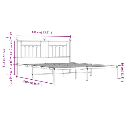Bed Frame | White | Powder-Coated Steel | Double | Bed Frame