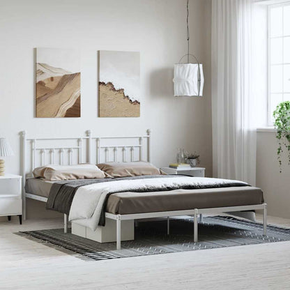 Bed Frame | White | Powder-Coated Steel | Double | Bed Frame