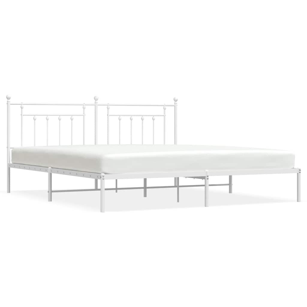Bed Frame | White | Powder-Coated Steel | 193 x 203 cm | Bed Frame