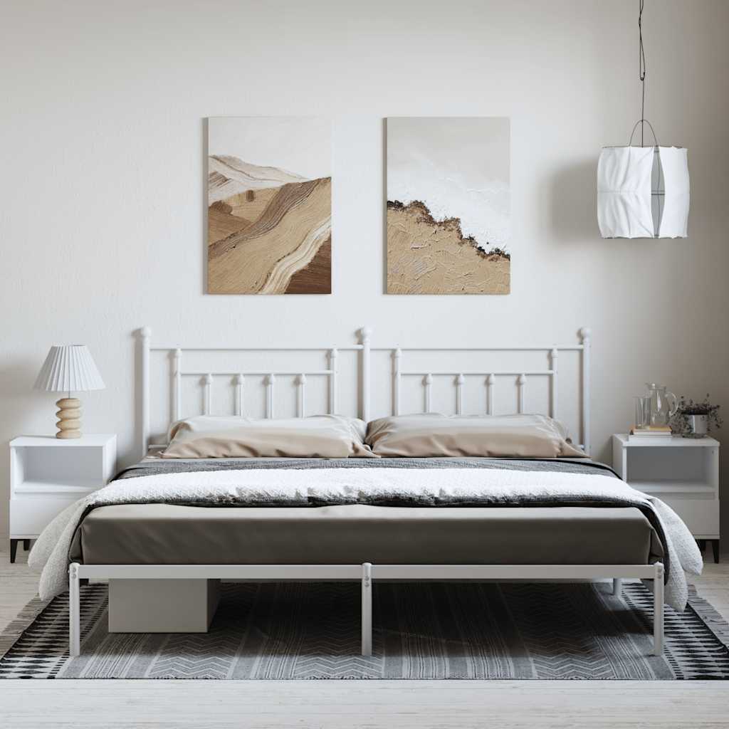 Bed Frame | White | Powder-Coated Steel | 193 x 203 cm | Bed Frame