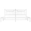 Metal Bed Frame without Mattress with Headboard White 193x203 cm