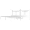 Metal Bed Frame without Mattress with Headboard White 193x203 cm