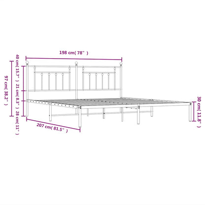 Bed Frame | White | Powder-Coated Steel | 193 x 203 cm | Bed Frame