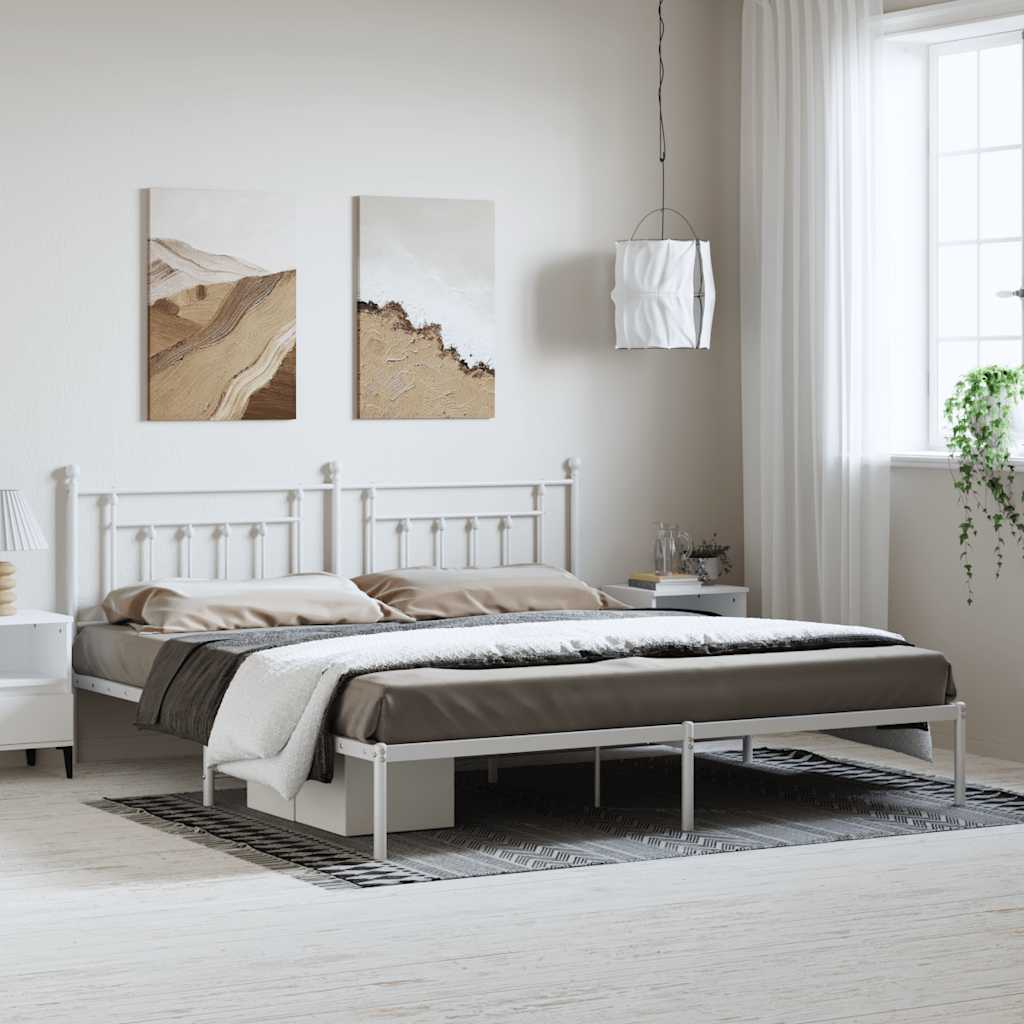 Bed Frame | White | Powder-Coated Steel | 193 x 203 cm | Bed Frame