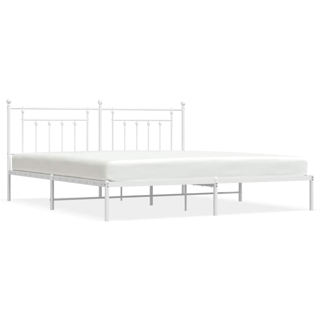Bed Frame | White | Steel | Double | Bed Frame | Rectangular | Industrial
