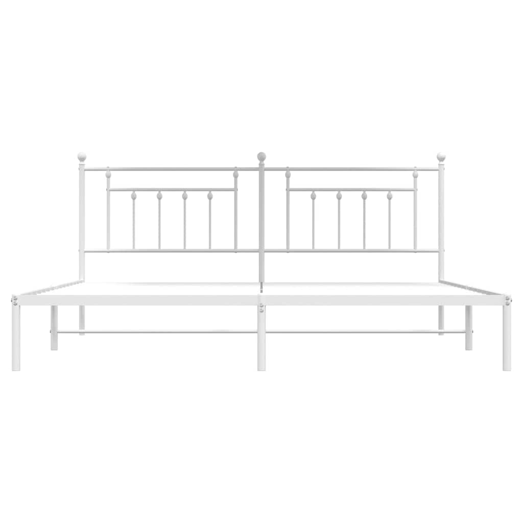 Bed Frame | White | Steel | Double | Bed Frame | Rectangular | Industrial