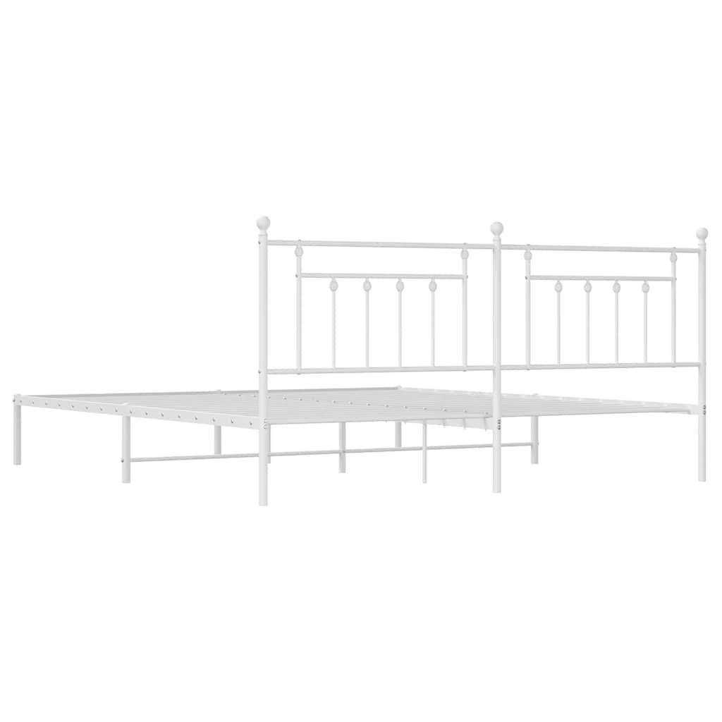 Bed Frame | White | Steel | Double | Bed Frame | Rectangular | Industrial