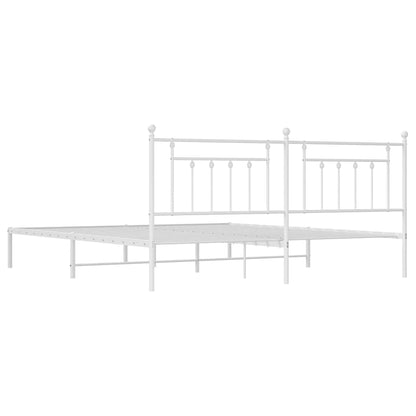 Bed Frame | White | Steel | Double | Bed Frame | Rectangular | Industrial