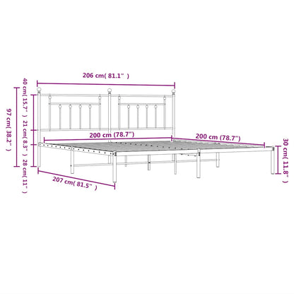 Bed Frame | White | Steel | Double | Bed Frame | Rectangular | Industrial