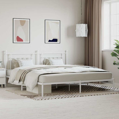 Bed Frame | White | Steel | Double | Bed Frame | Rectangular | Industrial