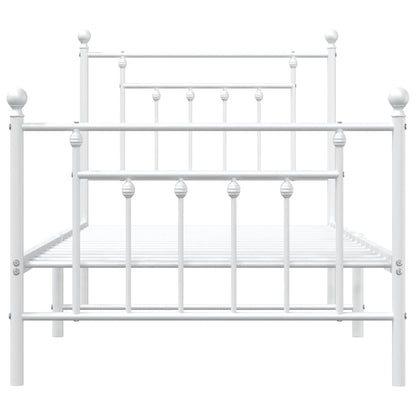 Metal Bed Frame without Mattress with Footboard White 90x190cm