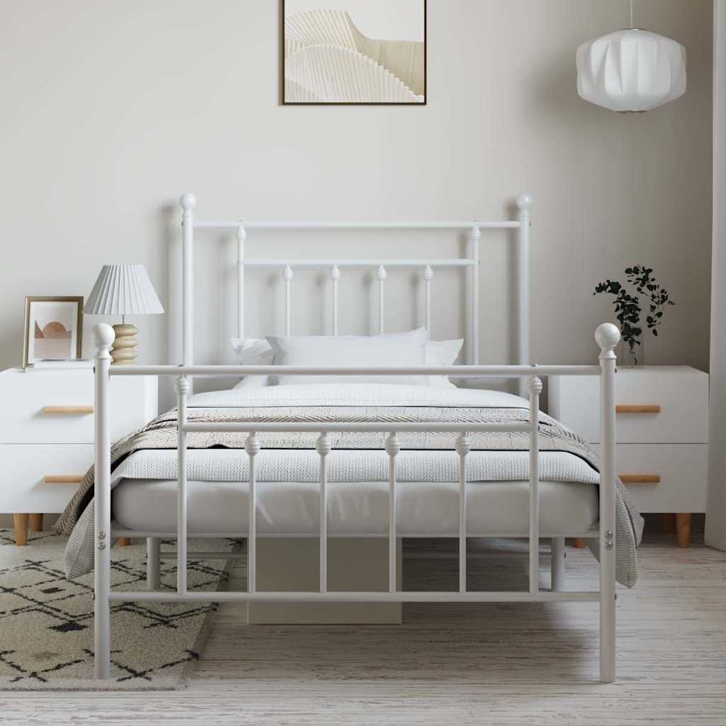 Bed Frame | White | Powder-Coated Steel | Single | Bed Frame