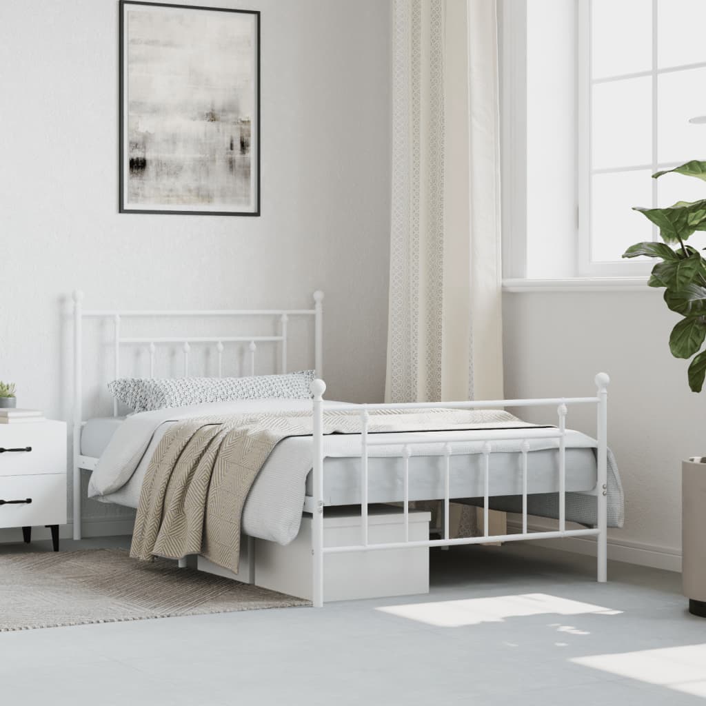Bed Frame | White | Powder-Coated Steel | Single | Bed Frame