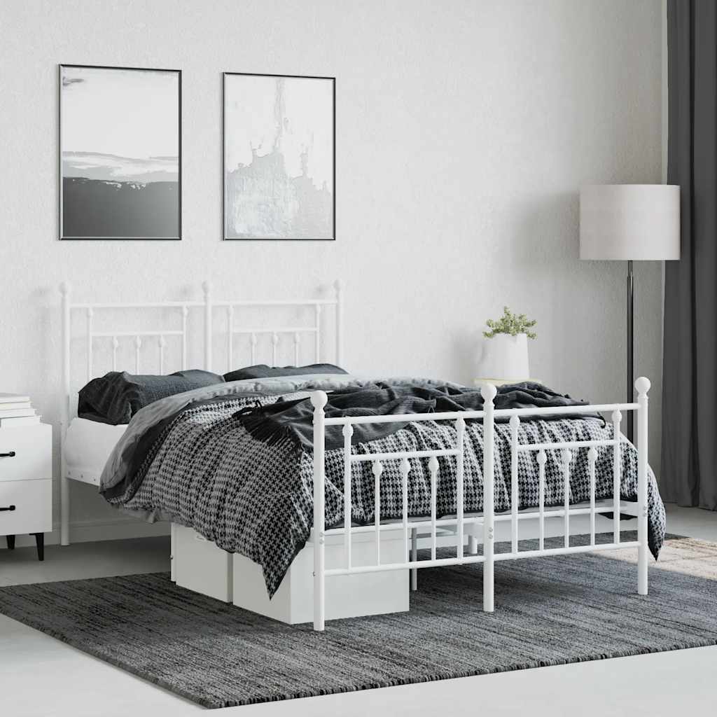 Bed Frame | White | Powder-Coated Steel | Small Double | Bed Frame