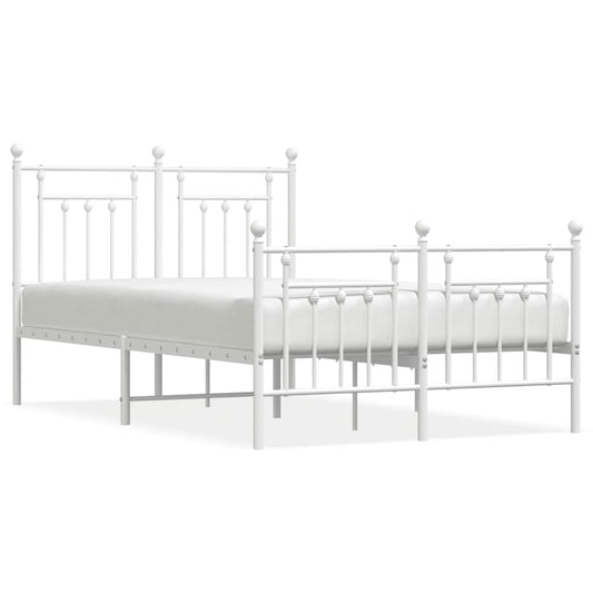 Metal Bed Frame without Mattress with Footboard White 120x200cm