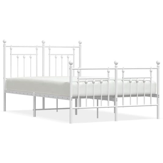 Bed Frame | White | Powder-Coated Steel | Double | Metal Bed Frame