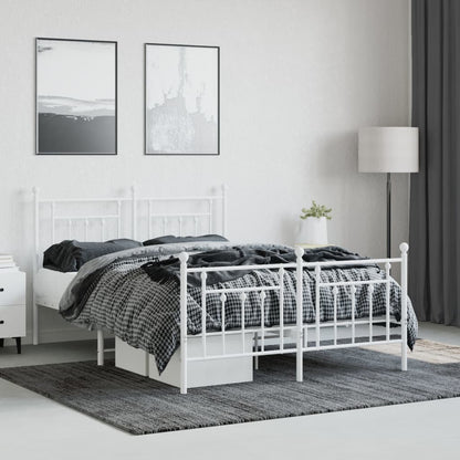 Bed Frame | White | Steel | Double | Bed Frame | Rectangular