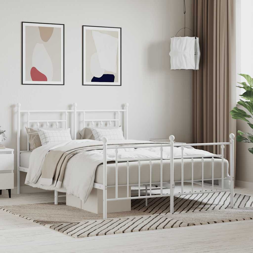Bed Frame | White | Steel | Double | Durable | Bed Frame | Rectangular