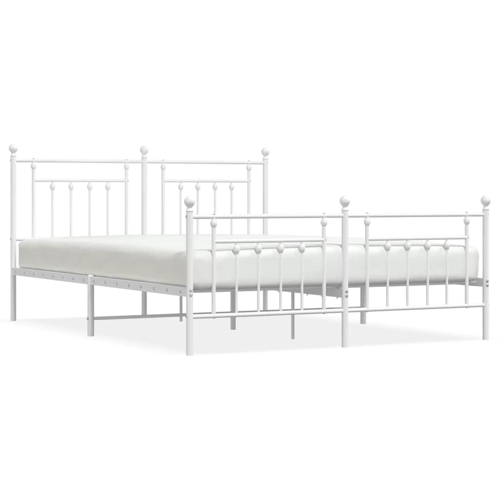 Bed Frame | White | Powder-Coated Steel | Double | Double Bed Frame
