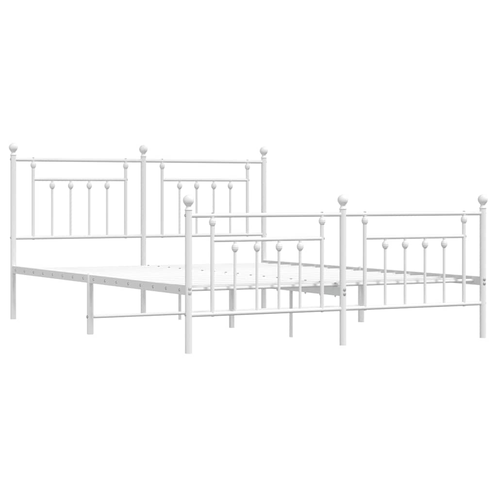 Bed Frame | White | Powder-Coated Steel | Double | Double Bed Frame