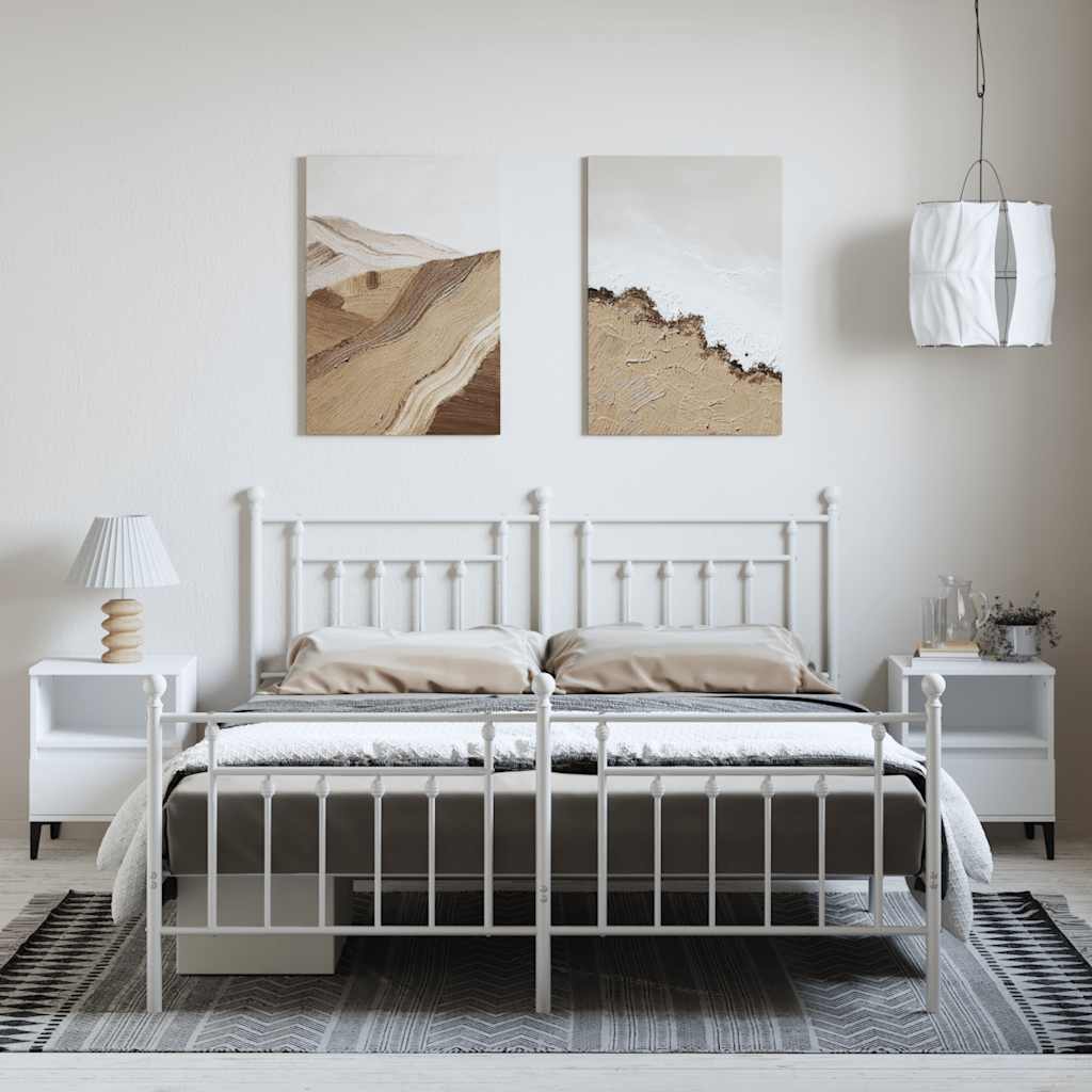Bed Frame | White | Powder-Coated Steel | Double | Double Bed Frame