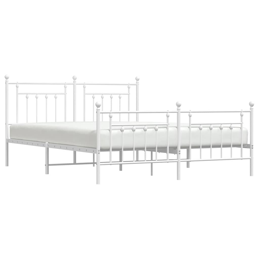 Bed Frame | White | Powder-Coated Steel | Double | Double Bed Frame