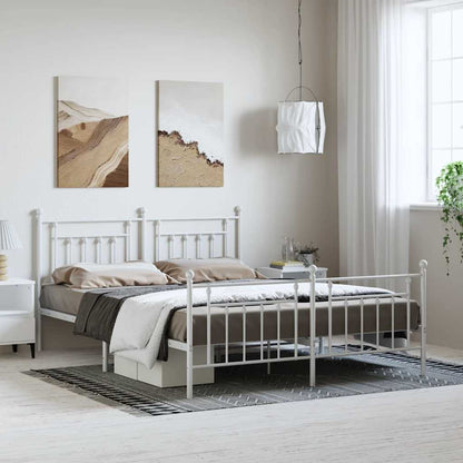 Bed Frame | White | Powder-Coated Steel | Double | Double Bed Frame