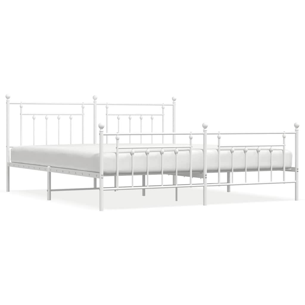 Bed Frame | White | Powder-Coated Steel | 193 x 203 cm | Industrial