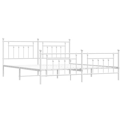 Bed Frame | White | Powder-Coated Steel | 193 x 203 cm | Industrial