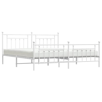 Bed Frame | White | Powder-Coated Steel | 193 x 203 cm | Industrial