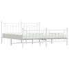 Metal Bed Frame without Mattress with Footboard White 193x203cm