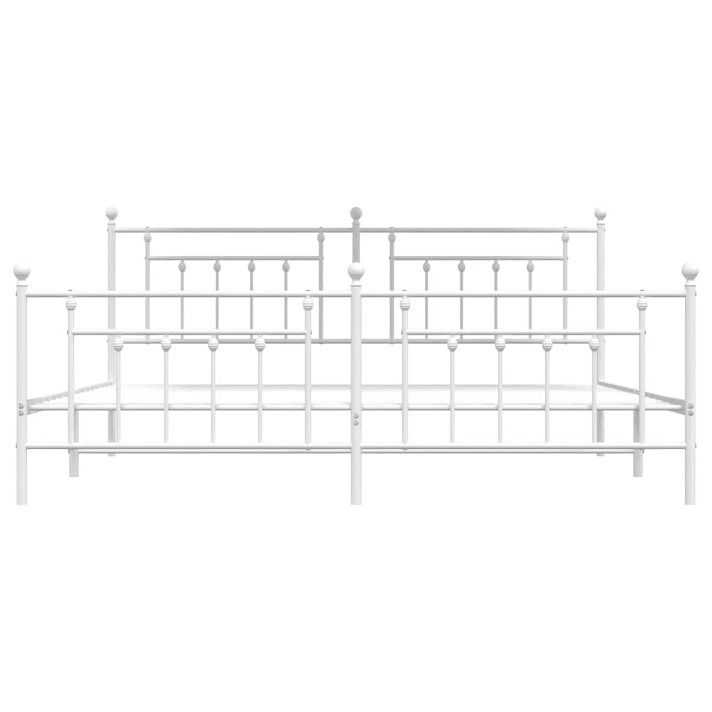 Bed Frame | White | Powder-Coated Steel | 193 x 203 cm | Industrial