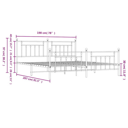 Bed Frame | White | Powder-Coated Steel | 193 x 203 cm | Industrial