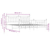 Metal Bed Frame without Mattress with Footboard White 193x203cm