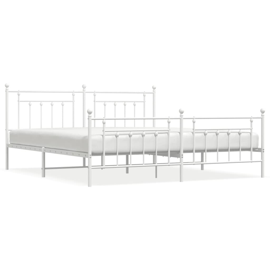 Bed Frame | White | Powder-Coated Steel | Double | Industrial | Bed Frame