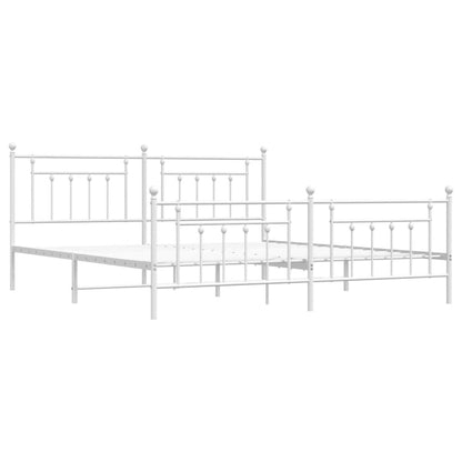 Bed Frame | White | Powder-Coated Steel | Double | Industrial | Bed Frame