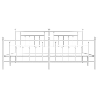 Bed Frame | White | Powder-Coated Steel | Double | Industrial | Bed Frame