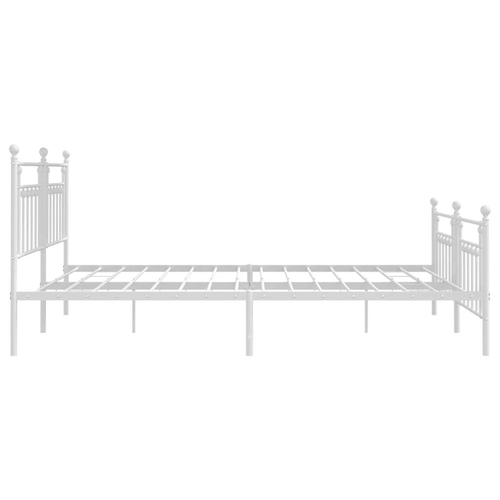 Bed Frame | White | Powder-Coated Steel | Double | Industrial | Bed Frame