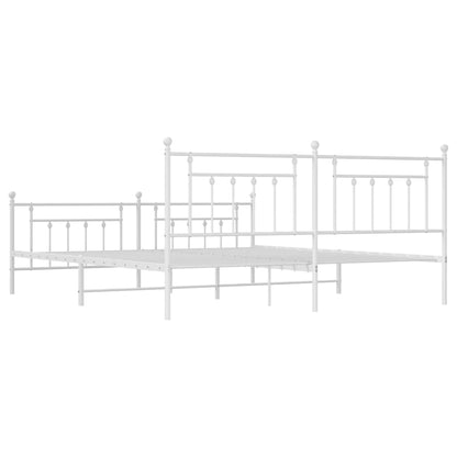 Bed Frame | White | Powder-Coated Steel | Double | Industrial | Bed Frame