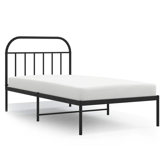 Metal Bed Frame without Mattress with Headboard Black 100x200cm