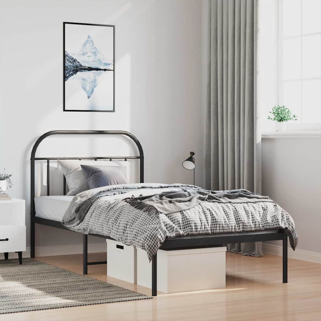 Bed Frame | Black | Powder-Coated Steel | Single | Single Bed Frame