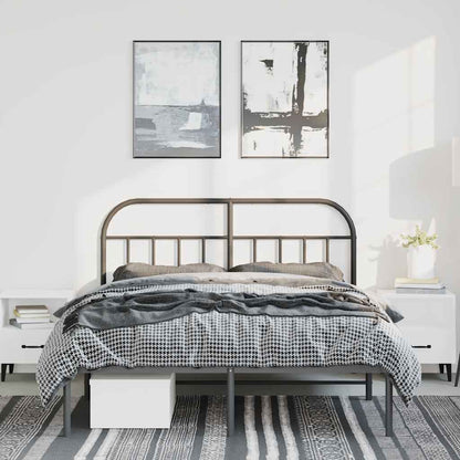 Metal Bed Frame without Mattress with Headboard Black 135x190cm