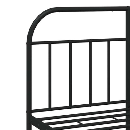 Metal Bed Frame without Mattress with Headboard Black 135x190cm