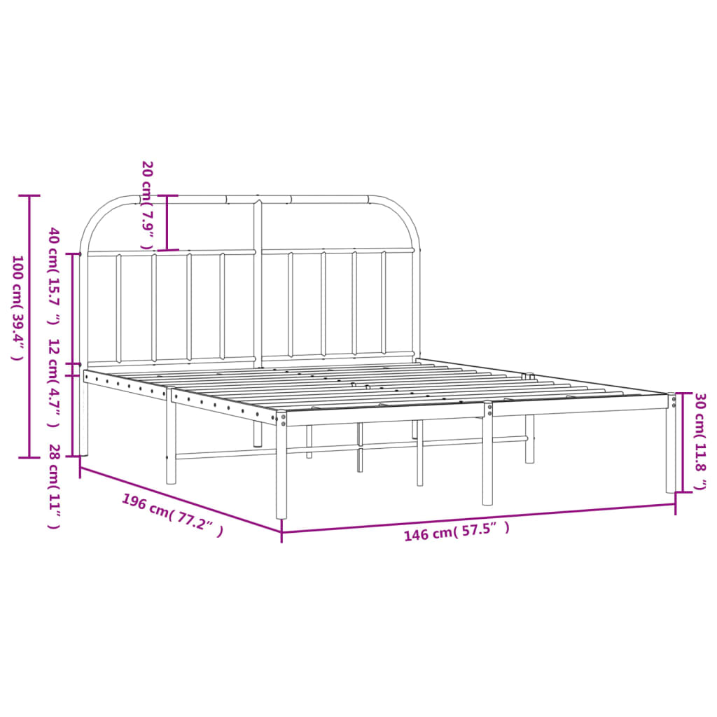 Bed Frame | Black | Powder-coated steel | Double | Bed Frame