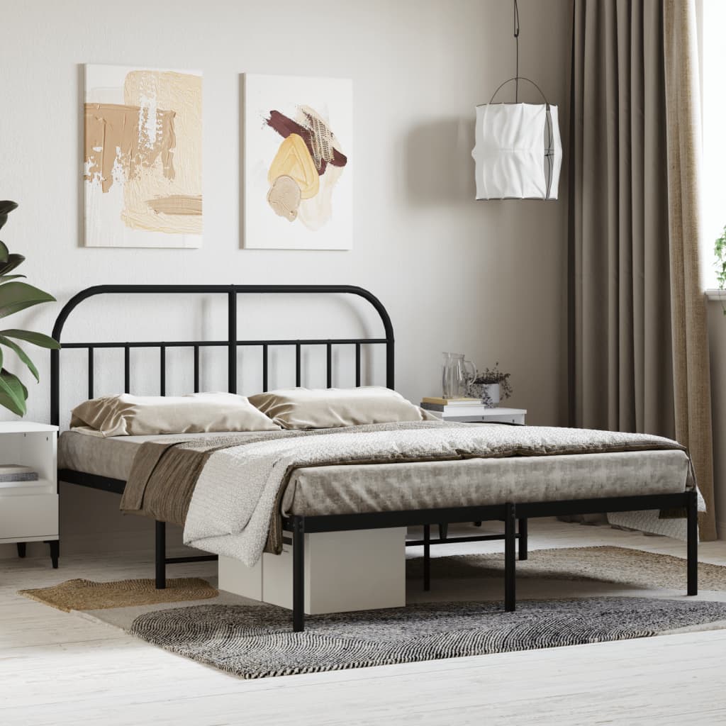 Bed Frame | Black | Powder-Coated Steel | 140 x 200 cm | Bed Frame