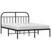 Metal Bed Frame without Mattress with Headboard Black 150x200cm
