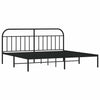Metal Bed Frame without Mattress with Headboard Black 193x203cm