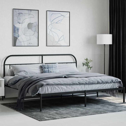 Bed Frame | Black | Powder-Coated Steel | 200x200cm | Bed Frame