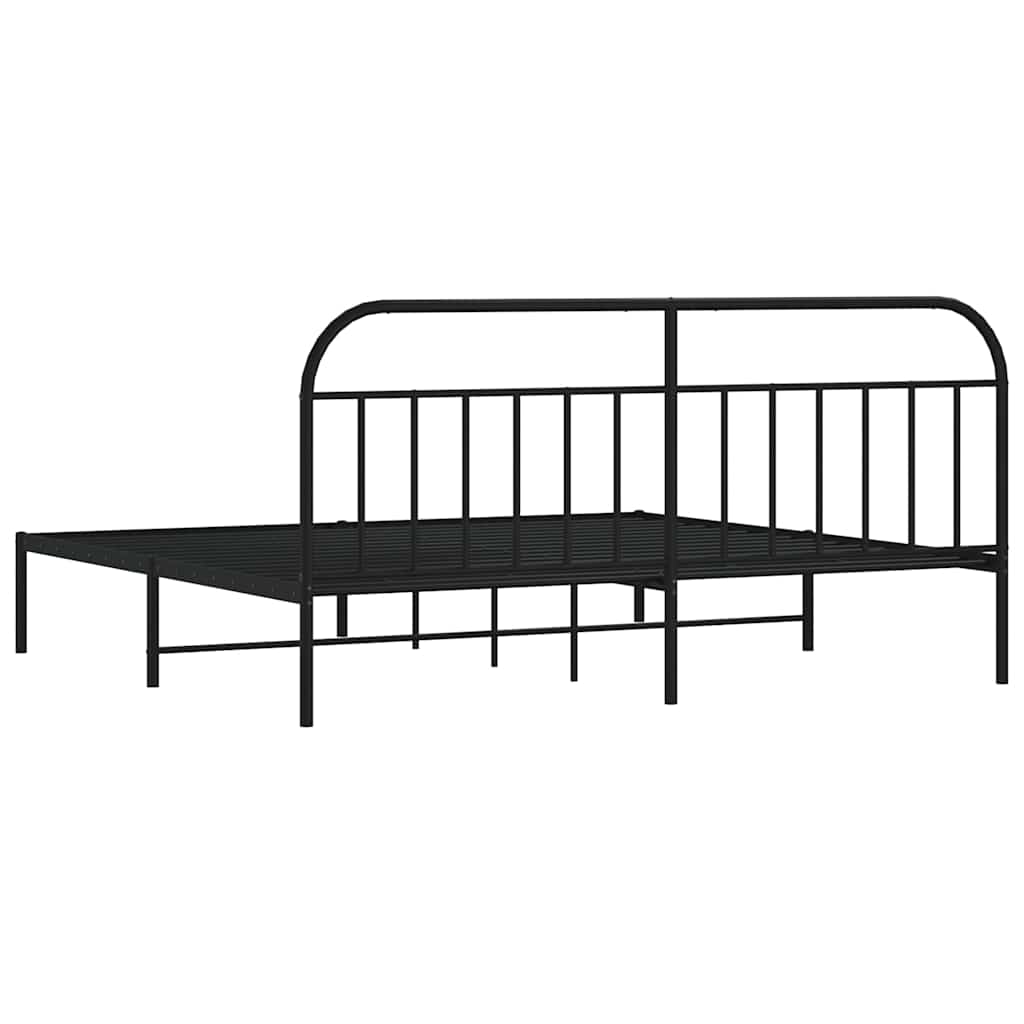 Bed Frame | Black | Powder-Coated Steel | 200x200cm | Bed Frame